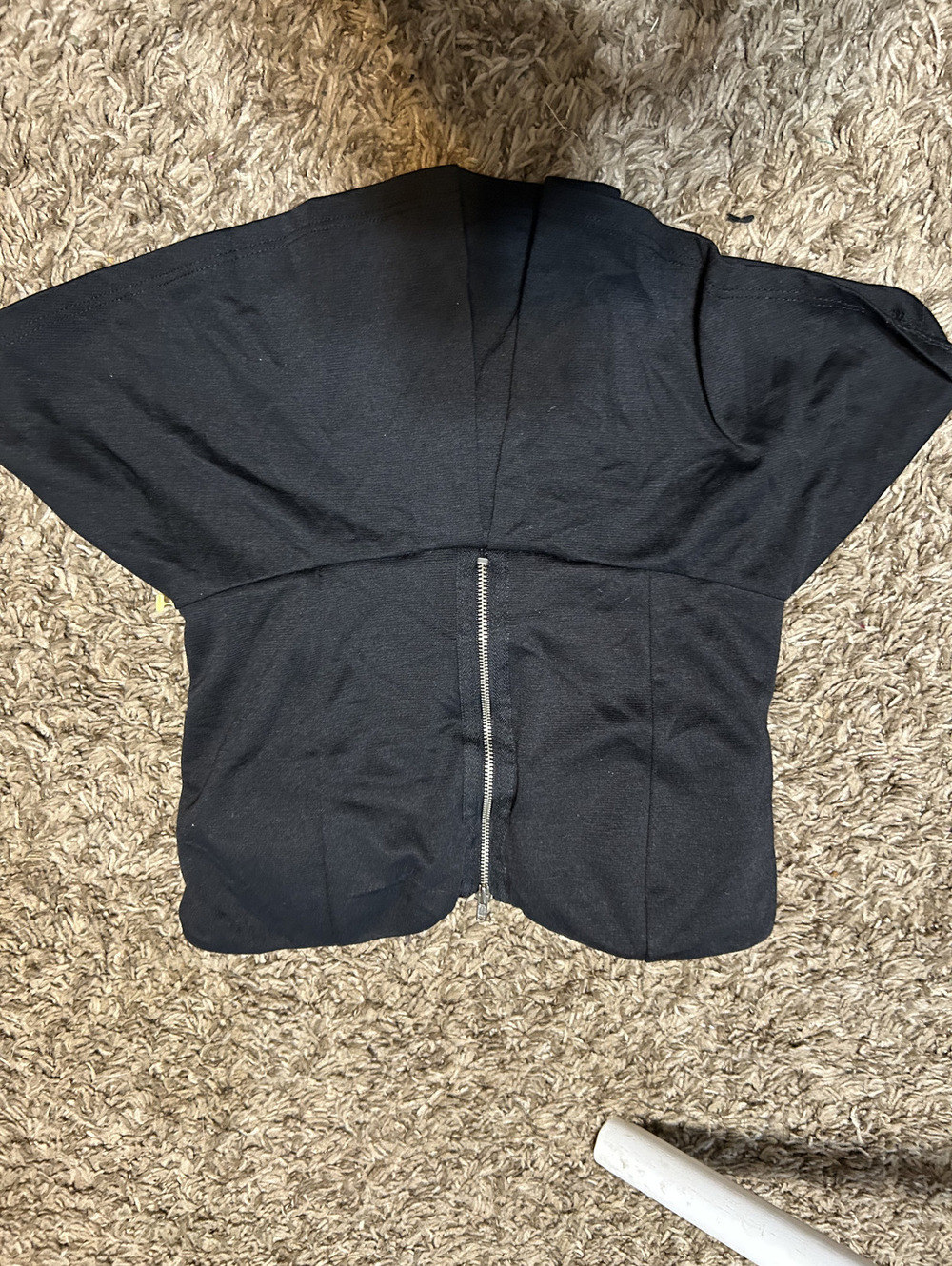 Chocolate USA Black Crop Top with Cutout Back Detail, Size Medium